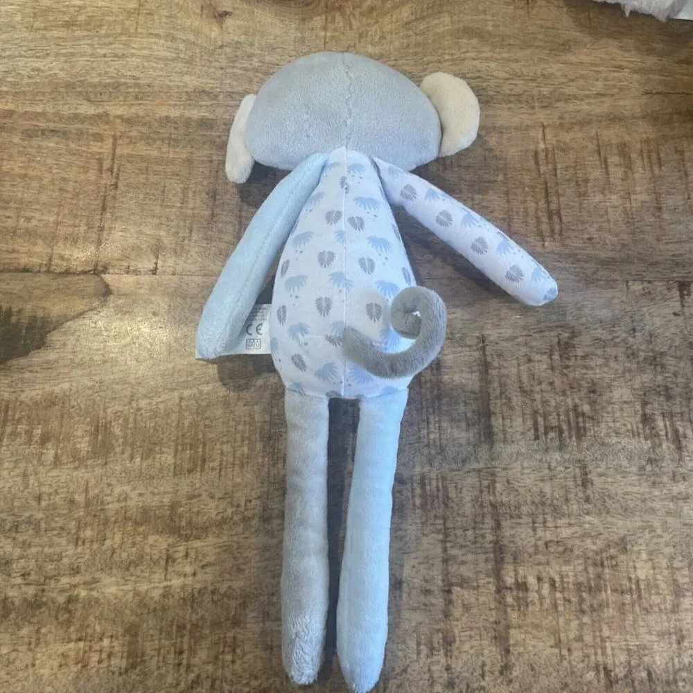 Saro Kalencom Plush Long Legs Monkey Baby Infant Rattle Toy Blue Lovey 12